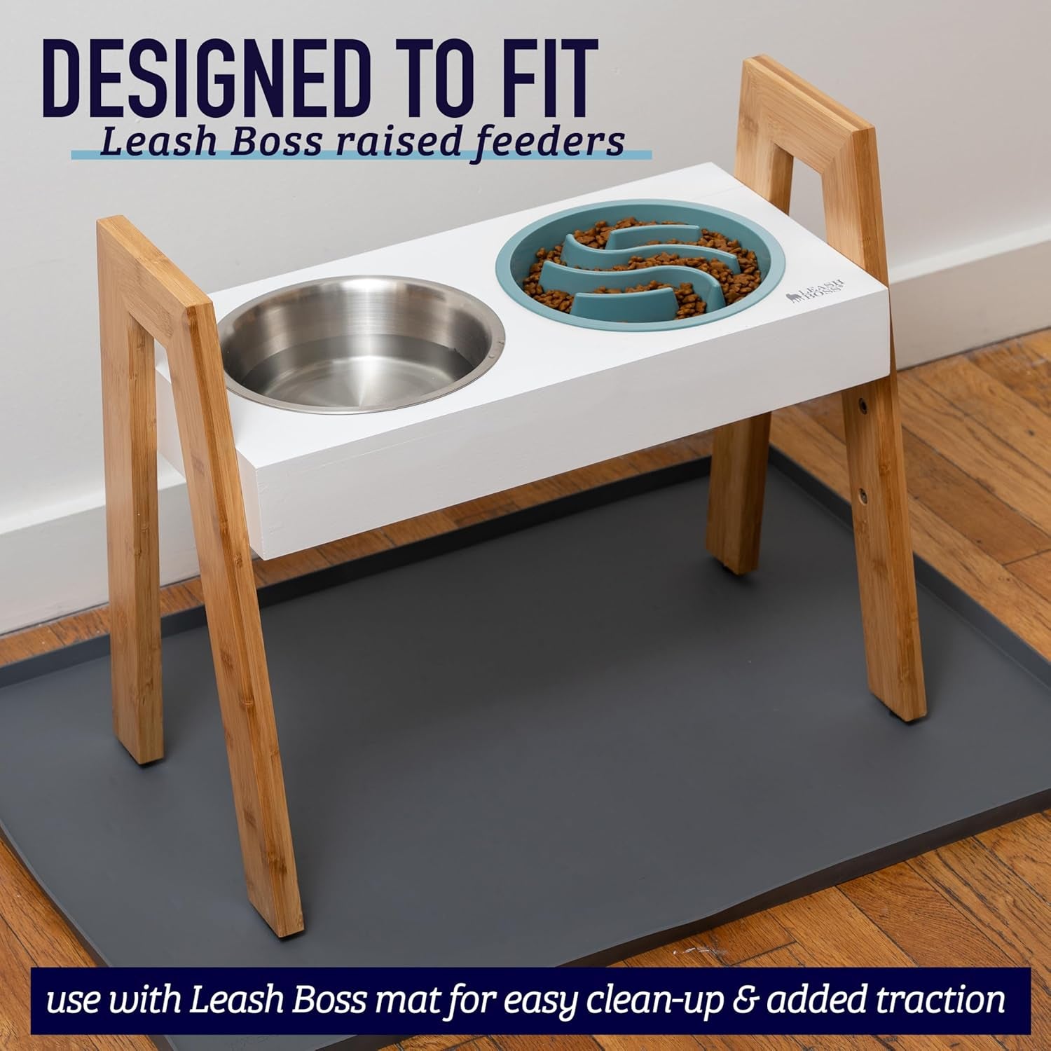 Leashboss Slow Feeder Dog Bowls - Cup Maze Puzzle Food Bowl with Feeder Holes, Fits into Elevated Pet Feeders - Slow Eating for Large, Medium & Small Sized Breeds (2 Cup - 7.5-8 Inch Feeder Holes)