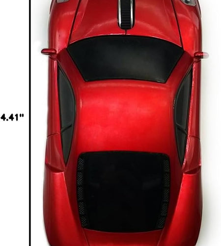 Wireless Car Mouse,  2.4Ghz Optical Gaming Mouse Cool Sport Car Wireless Mouse, DPI 1600, 3D - Red