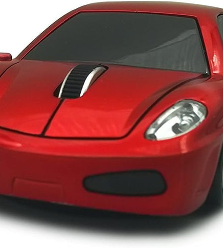 Wireless Car Mouse,  2.4Ghz Optical Gaming Mouse Cool Sport Car Wireless Mouse, DPI 1600, 3D - Red