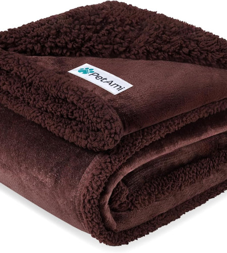 Waterproof Dog Blanket for Bed, Couch, Sofa | Waterproof Dog Bed Cover for Large Dogs, Puppies | Sherpa Fleece Pet Blanket Furniture Protector | Reversible Microfiber