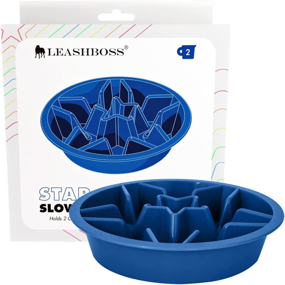 Leashboss Slow Feeder Dog Bowls - Cup Maze Puzzle Food Bowl with Feeder Holes, Fits into Elevated Pet Feeders - Slow Eating for Large, Medium & Small Sized Breeds (2 Cup - 7.5-8 Inch Feeder Holes)