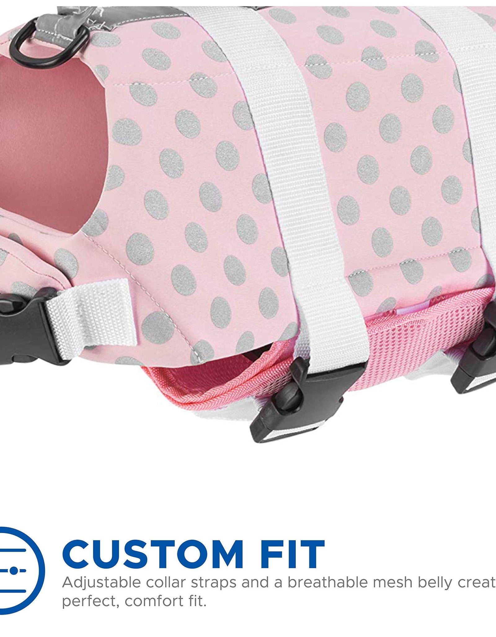 Dog Life Jacket - Keep Your Canine Safe with a Neoprene Life Vest - Designer Life Jackets - Perfect for Swimming and Boating - Pink/Silver Xx-Small