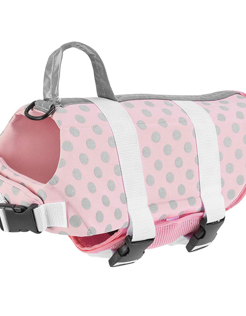 Load image into Gallery viewer, Dog Life Jacket - Keep Your Canine Safe with a Neoprene Life Vest - Designer Life Jackets - Perfect for Swimming and Boating - Pink/Silver Xx-Small
