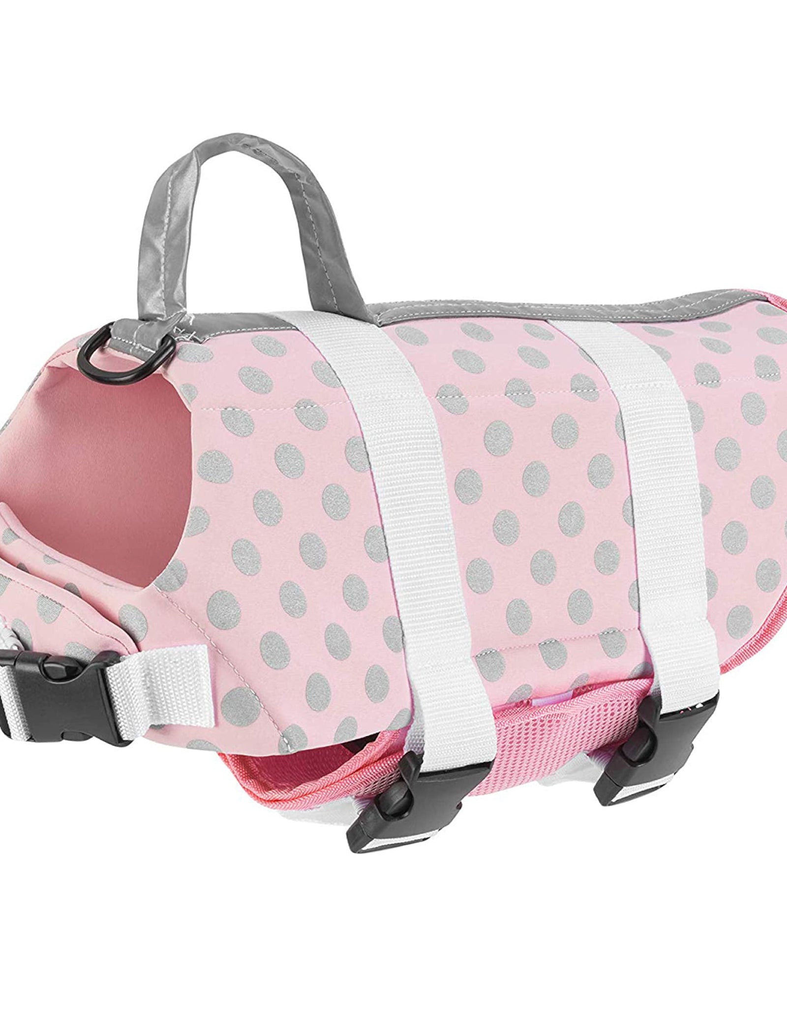 Dog Life Jacket - Keep Your Canine Safe with a Neoprene Life Vest - Designer Life Jackets - Perfect for Swimming and Boating - Pink/Silver Xx-Small