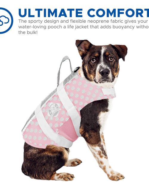 Load image into Gallery viewer, Dog Life Jacket - Keep Your Canine Safe with a Neoprene Life Vest - Designer Life Jackets - Perfect for Swimming and Boating - Pink/Silver Xx-Small
