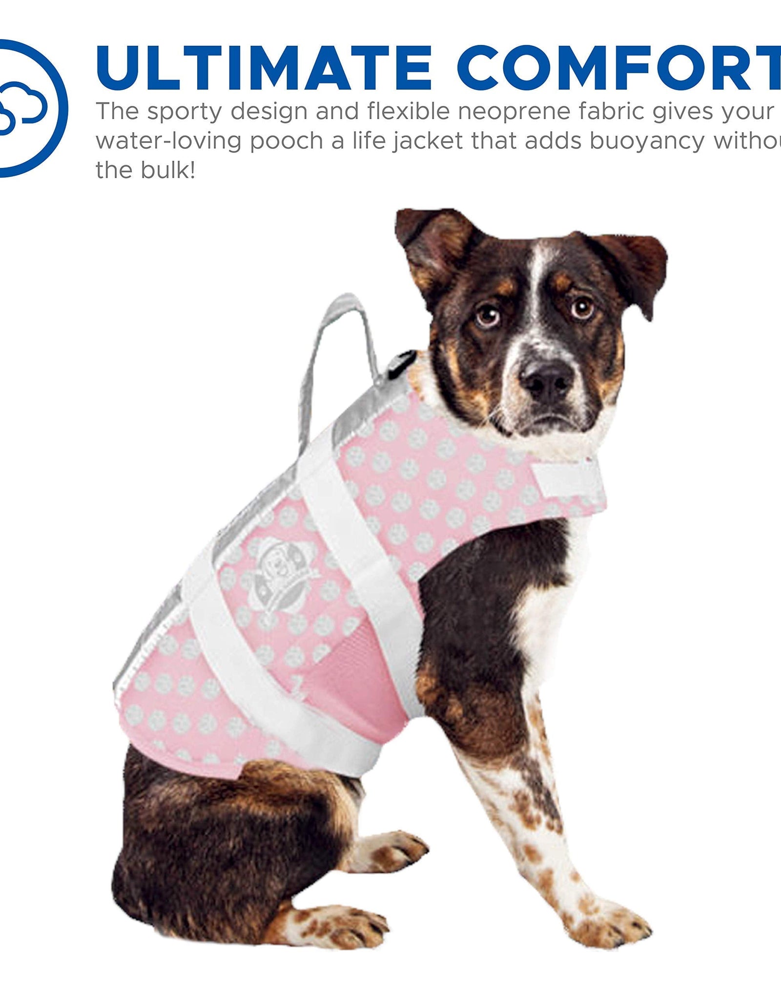 Dog Life Jacket - Keep Your Canine Safe with a Neoprene Life Vest - Designer Life Jackets - Perfect for Swimming and Boating - Pink/Silver Xx-Small
