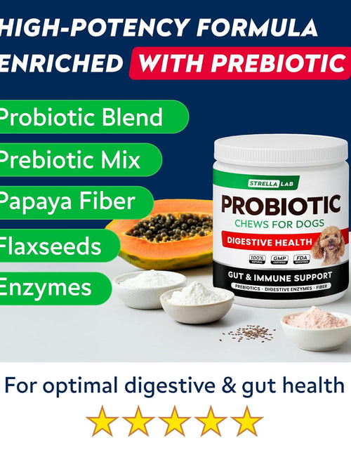 Load image into Gallery viewer, Probiotics Chews for Dogs &amp; Digestive Enzymes + Digestion &amp; Gut Health Treats, Probiotics for Dogs, Fiber Supplement, anti Diarrhea, Constipation, Upset Stomach&amp;Gas Relief,Canine Prebiotic
