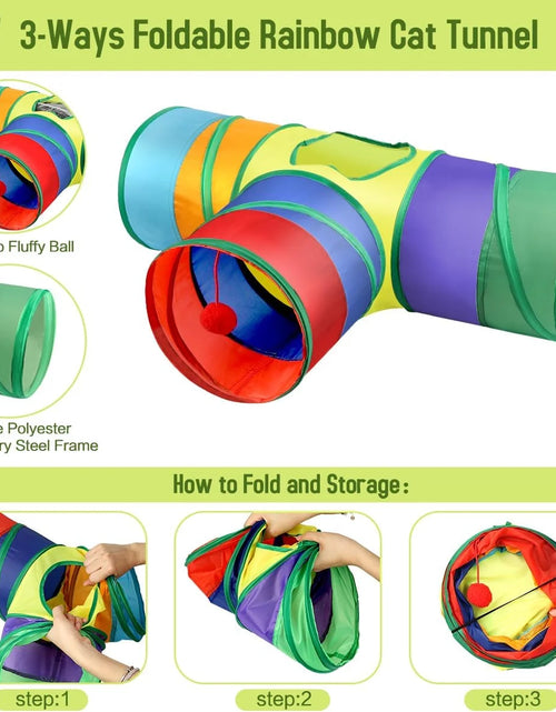 Load image into Gallery viewer, 32 Pcs Cat Toys Kitten Toys, Interactive Variety Catnip Toys with Collapsible Rainbow Tunnel, Cat Feather Teaser Crinkle Balls Spring Toy for Cat, Kitty, Puppy
