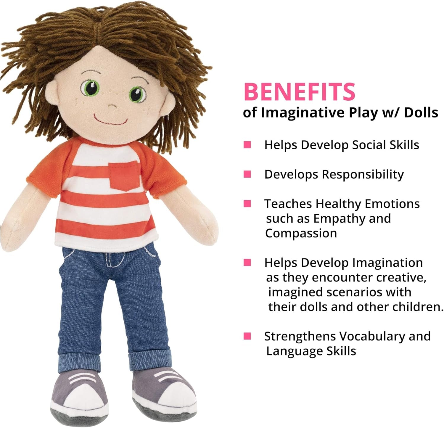 14" Soft Rag Doll for Boys - Ollie | Soft and Cuddly | Quality Embroidered | Plush Baby Toy | Baby'S First Cuddle Buddy | for Babies, Children, Toddlers, Kids of All Ages