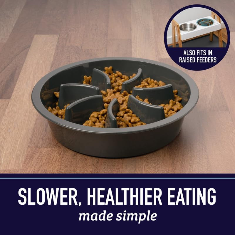 Leashboss Slow Feeder Dog Bowls - Cup Maze Puzzle Food Bowl with Feeder Holes, Fits into Elevated Pet Feeders - Slow Eating for Large, Medium & Small Sized Breeds (2 Cup - 7.5-8 Inch Feeder Holes)
